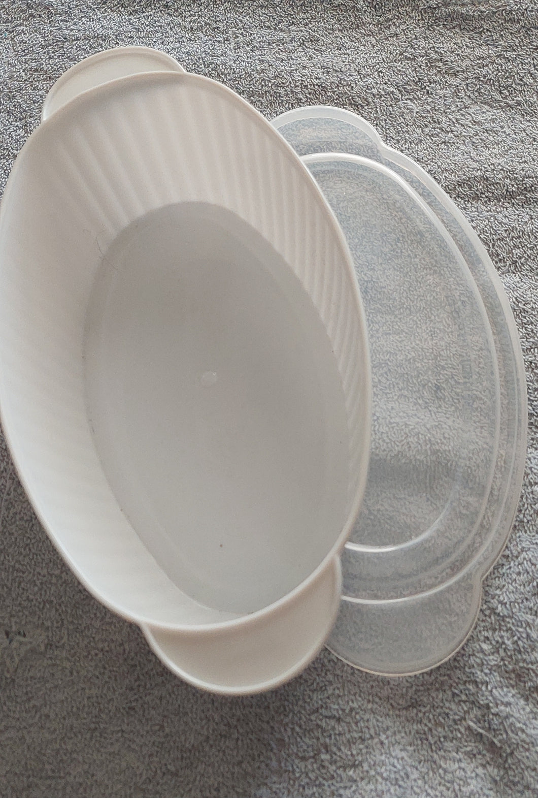 White bowl with lid